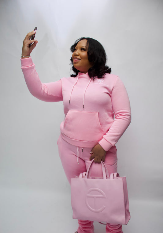 "Stacked" Jogger Suit - Pink