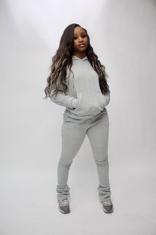 "Stacked" Jogger Suit - Grey